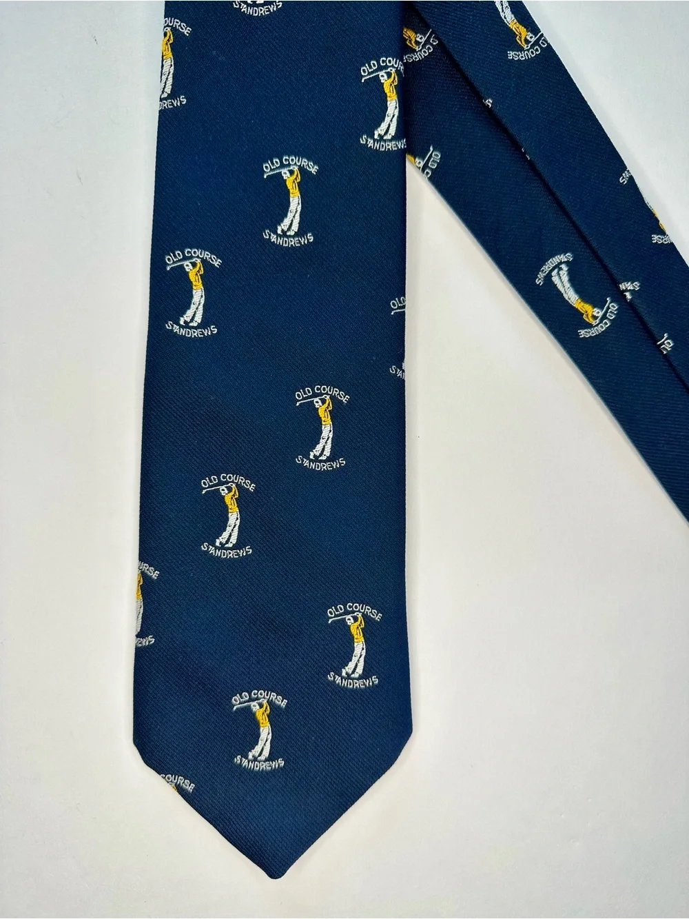 Vintage ST. ANDREW’S OLD COURSE Classic Navy Tie Yellow Embroidered Golfer